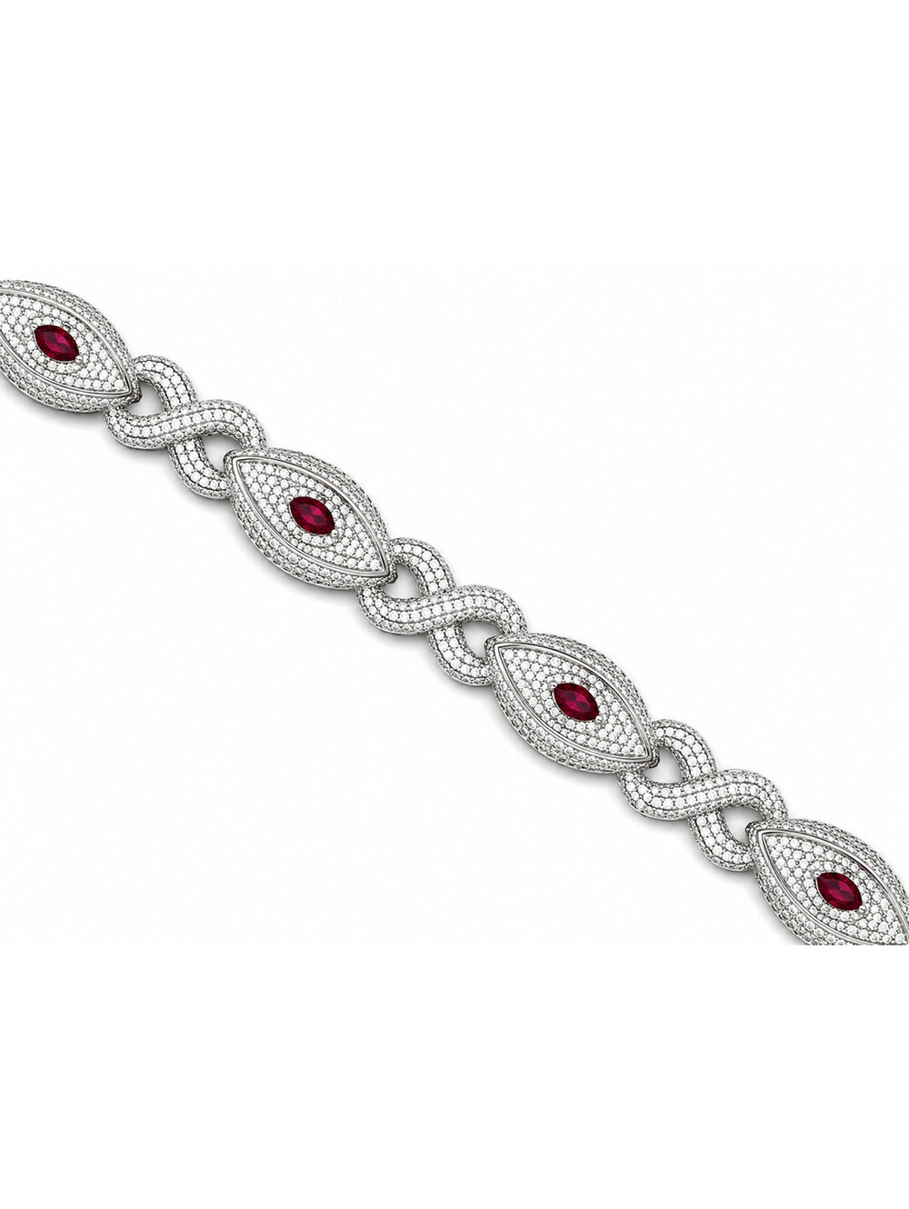 15ct Moissanite Evil Eye Bracelet 925 Sterling Silver Marquise Ruby Look NEW !!